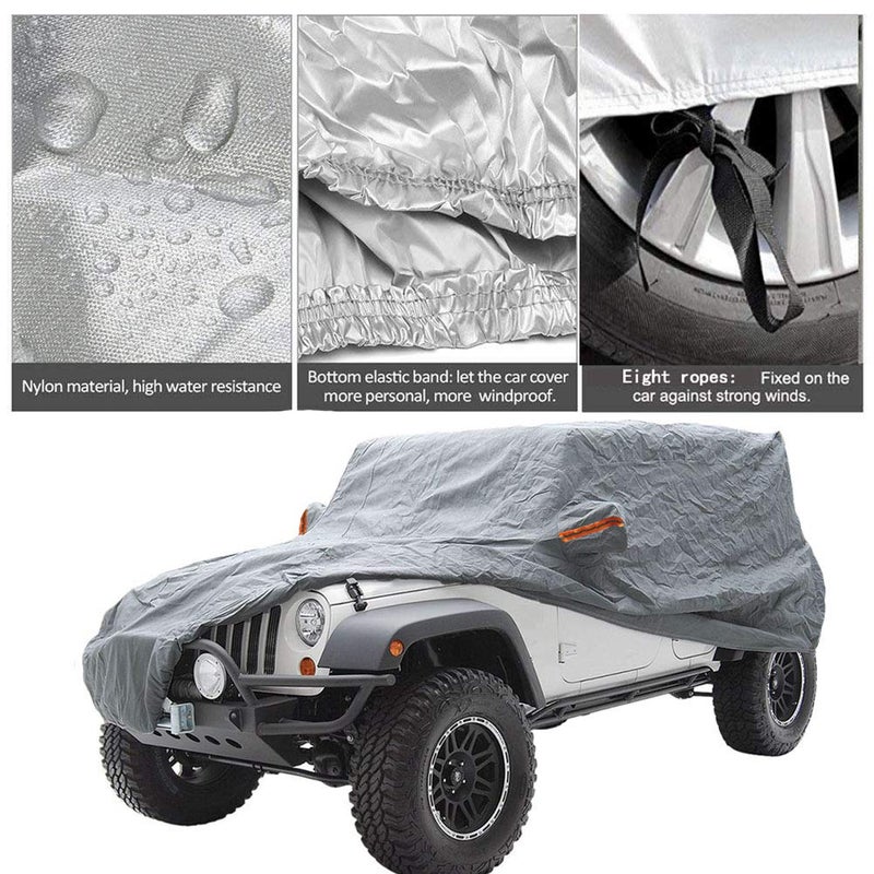 BIGANT Big Ant Car Cover for Wrangler CJ,YJ, TJ & JK 4 Door All Weather Protection Waterproof SUV Cover Custom Fit for 1987-2021 Wrangler SUV with Driver Door Zipper,Gray - Image 1